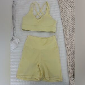 Yellow Biker Shorts Set